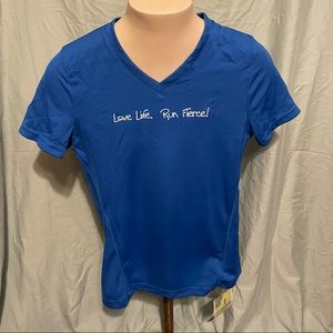 Run Fierce blu dry fit tee